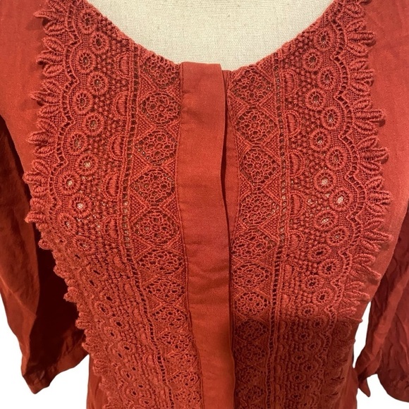 Maeve Boho Blouse Sz 6 Red Orange - Picture 2 of 9